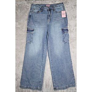 JUICY COUTURE Wide Leg W Cargo Pockets light Wash NWT Logo On Back Pockets 14